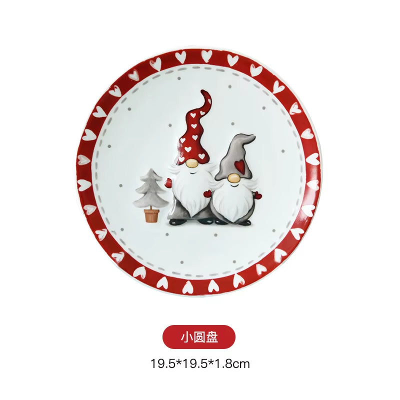 Nordic Creative Santa Claus Ceramic Cutlery Set Ceramic Dinner Plate Snack Plate Home Teapot Cup Sealed Jar Christmas Gift