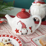 Nordic Creative Santa Claus Ceramic Cutlery Set Ceramic Dinner Plate Snack Plate Home Teapot Cup Sealed Jar Christmas Gift