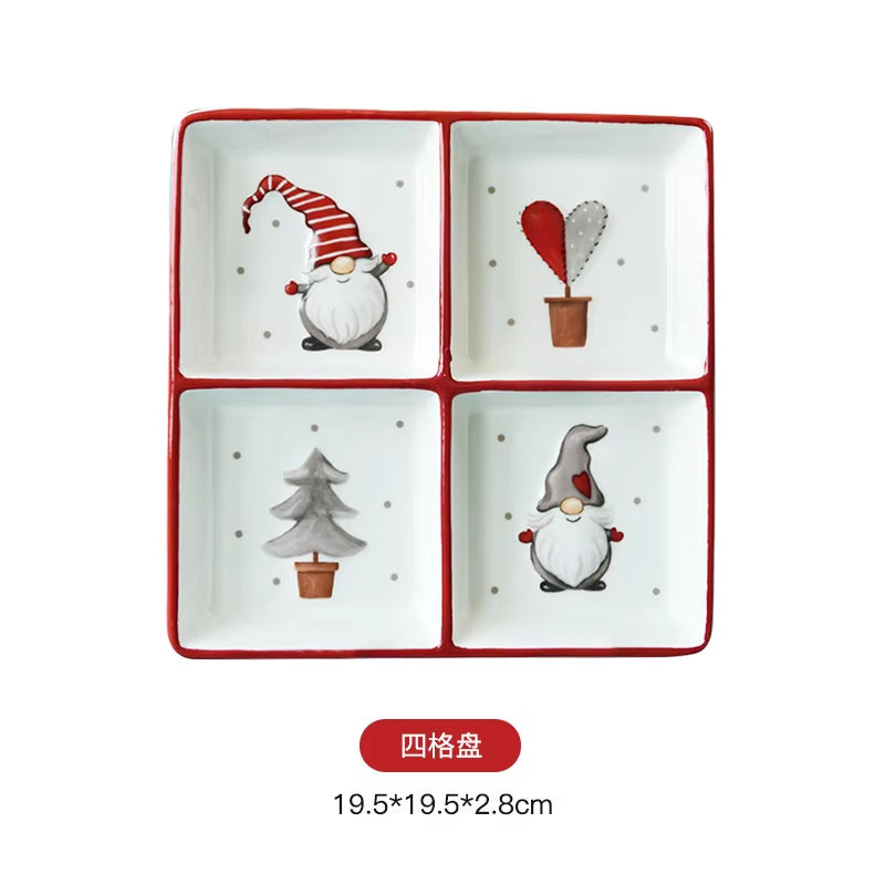Nordic Creative Santa Claus Ceramic Cutlery Set Ceramic Dinner Plate Snack Plate Home Teapot Cup Sealed Jar Christmas Gift