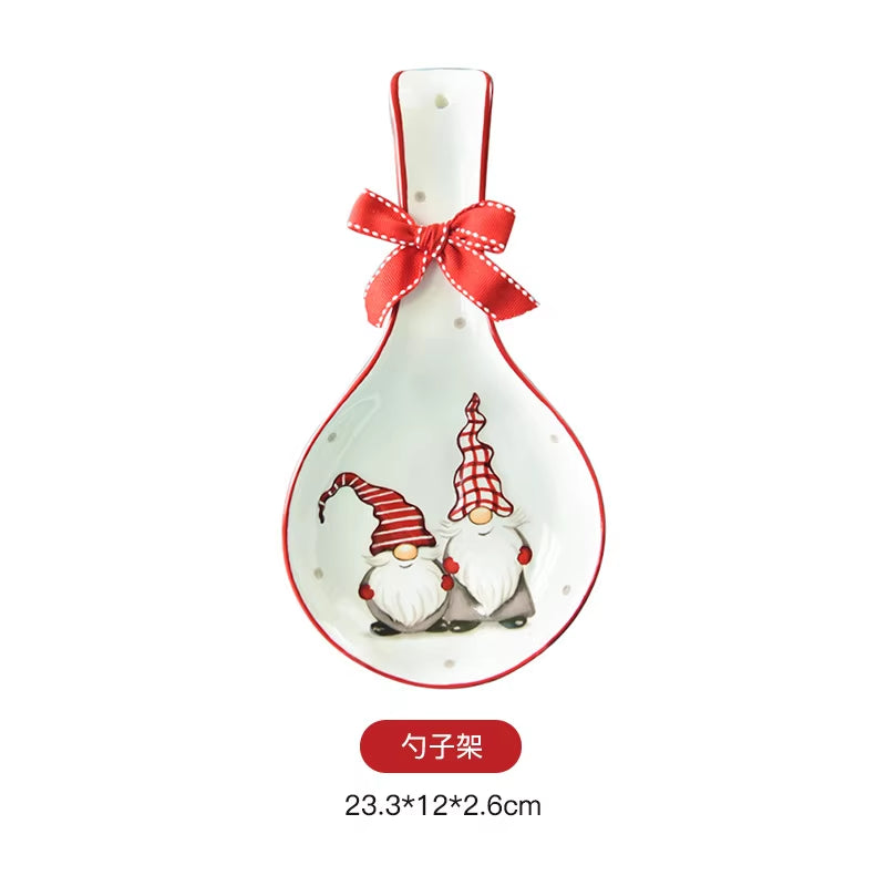 Nordic Creative Santa Claus Ceramic Cutlery Set Ceramic Dinner Plate Snack Plate Home Teapot Cup Sealed Jar Christmas Gift