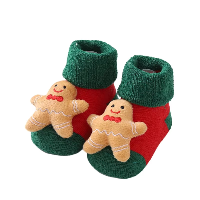 Christmas Baby Socks for Girls Boys Non-Slip Floor Socks Cute Cartoon Animal Baby Xmas Cotton Sock