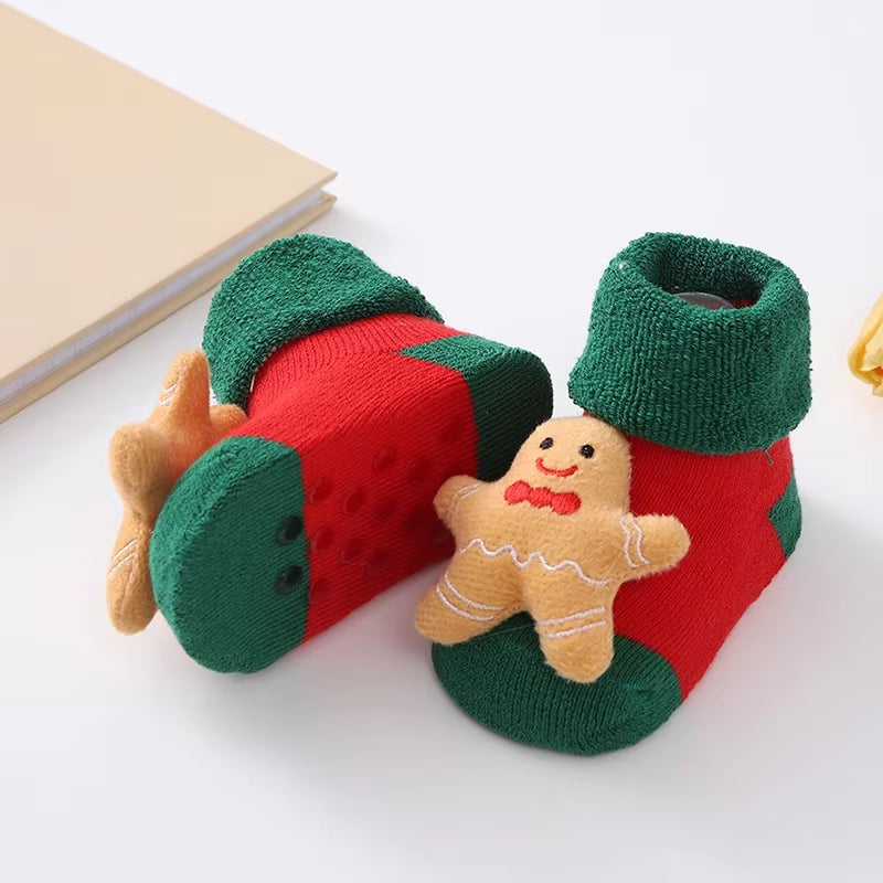 Christmas Baby Socks for Girls Boys Non-Slip Floor Socks Cute Cartoon Animal Baby Xmas Cotton Sock