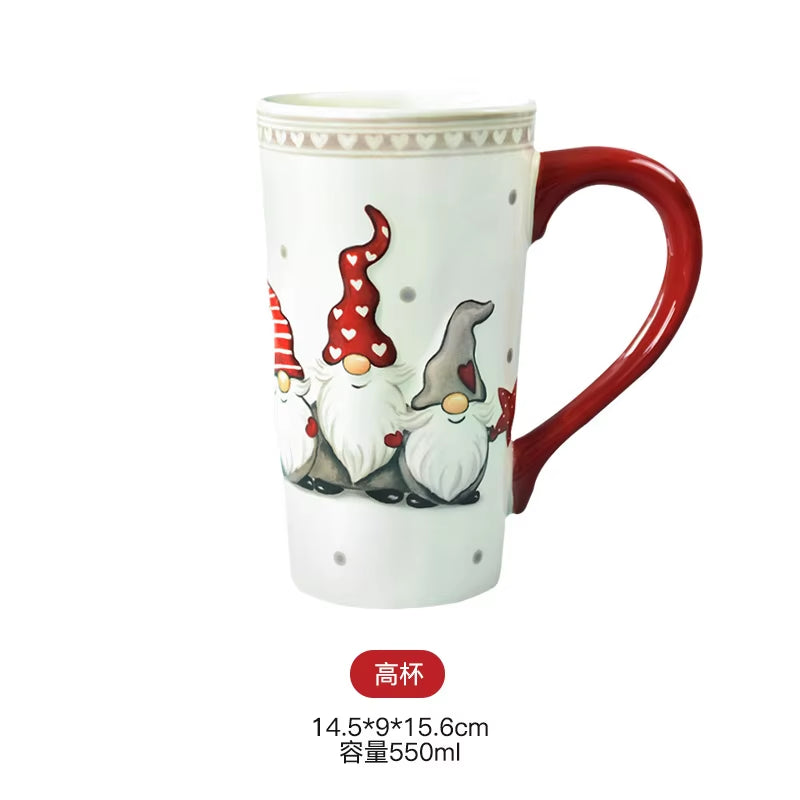 Nordic Creative Santa Claus Ceramic Cutlery Set Ceramic Dinner Plate Snack Plate Home Teapot Cup Sealed Jar Christmas Gift