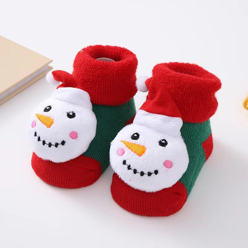 Christmas Baby Socks for Girls Boys Non-Slip Floor Socks Cute Cartoon Animal Baby Xmas Cotton Sock