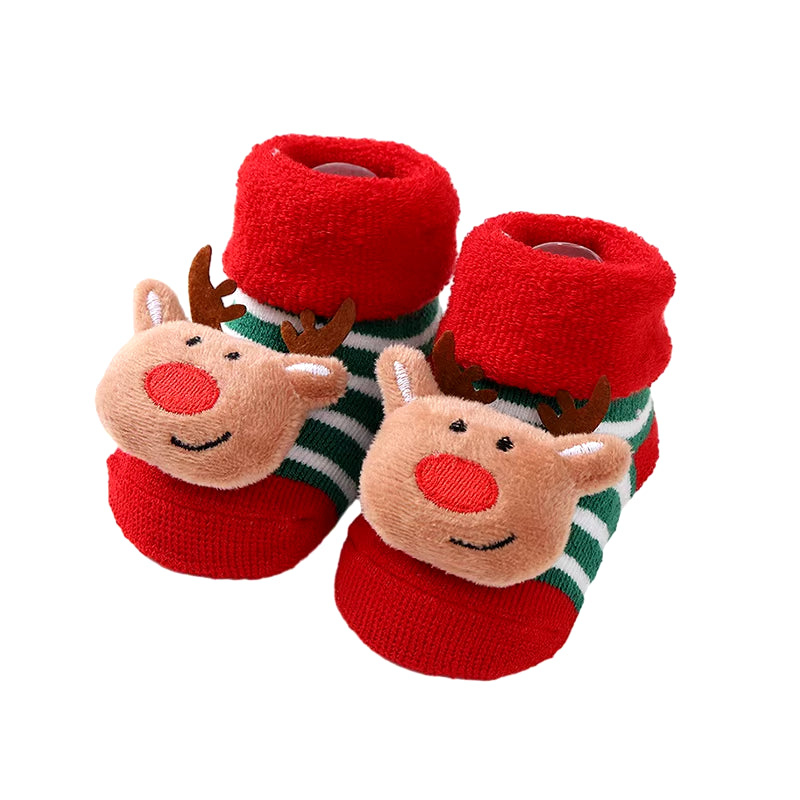 Christmas Baby Socks for Girls Boys Non-Slip Floor Socks Cute Cartoon Animal Baby Xmas Cotton Sock