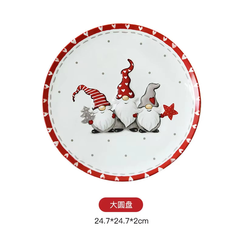 Nordic Creative Santa Claus Ceramic Cutlery Set Ceramic Dinner Plate Snack Plate Home Teapot Cup Sealed Jar Christmas Gift