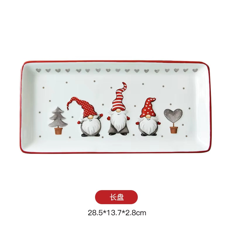 Nordic Creative Santa Claus Ceramic Cutlery Set Ceramic Dinner Plate Snack Plate Home Teapot Cup Sealed Jar Christmas Gift