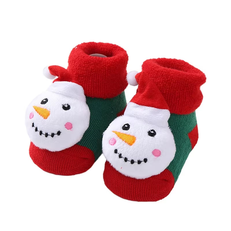 Christmas Baby Socks for Girls Boys Non-Slip Floor Socks Cute Cartoon Animal Baby Xmas Cotton Sock