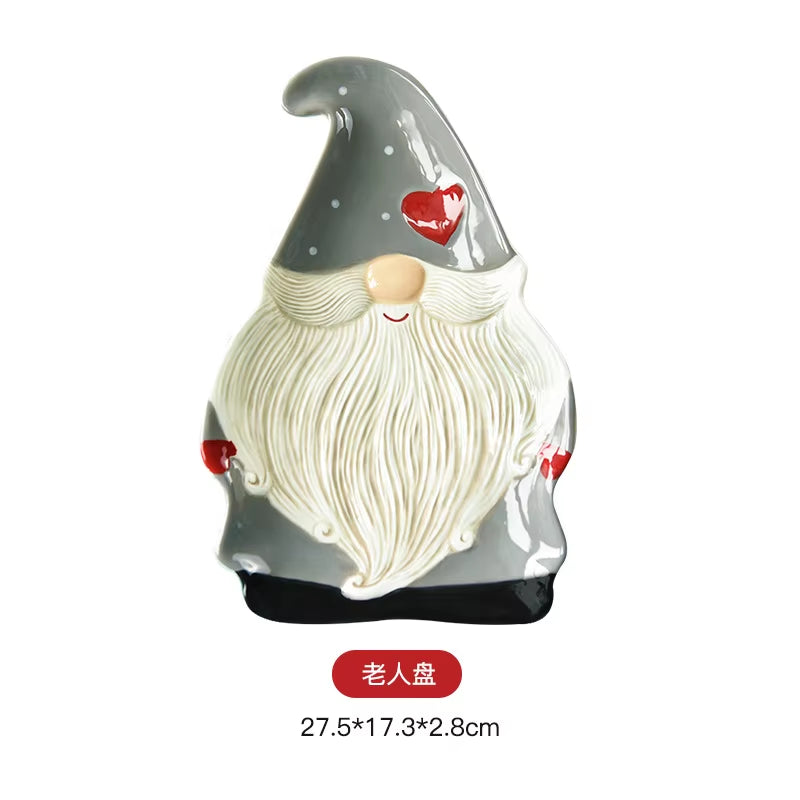 Nordic Creative Santa Claus Ceramic Cutlery Set Ceramic Dinner Plate Snack Plate Home Teapot Cup Sealed Jar Christmas Gift