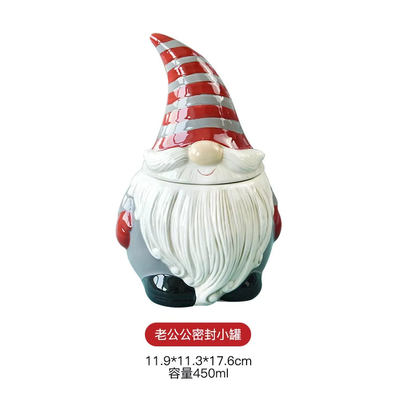 Nordic Creative Santa Claus Ceramic Cutlery Set Ceramic Dinner Plate Snack Plate Home Teapot Cup Sealed Jar Christmas Gift
